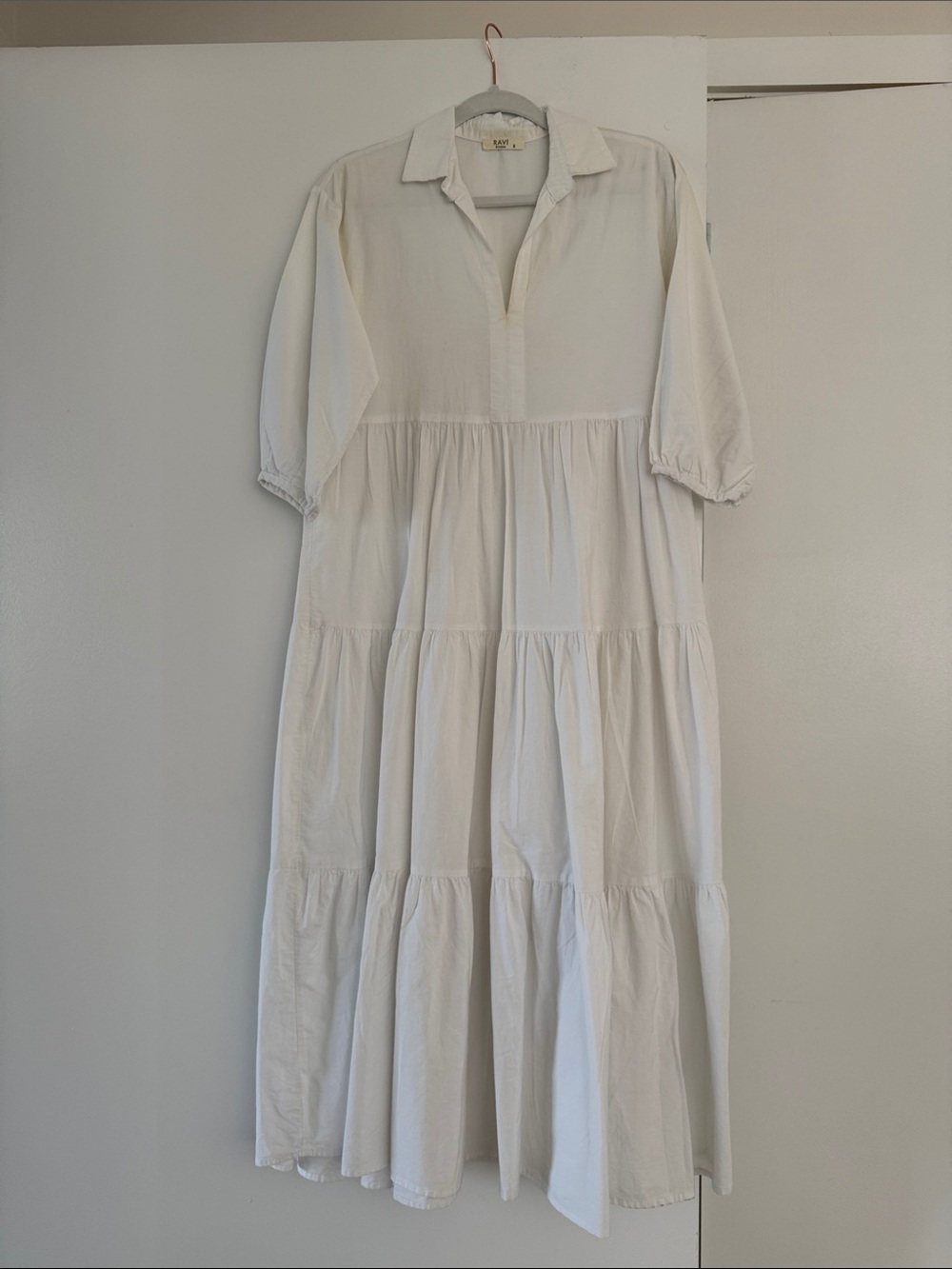 White Tiered Midi Dress